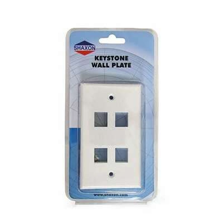 Networking Accessories * | Networking Accessories Shaxon 4 Port Single Gang Keystone Wall Plate, White