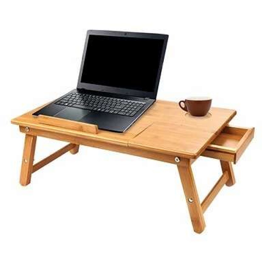 Laptop Accessories * | Laptop Docking Station Mind Reader Bamboo Laptop Bed Tray With Cooling, Brown (Cooltraybm-Brn)