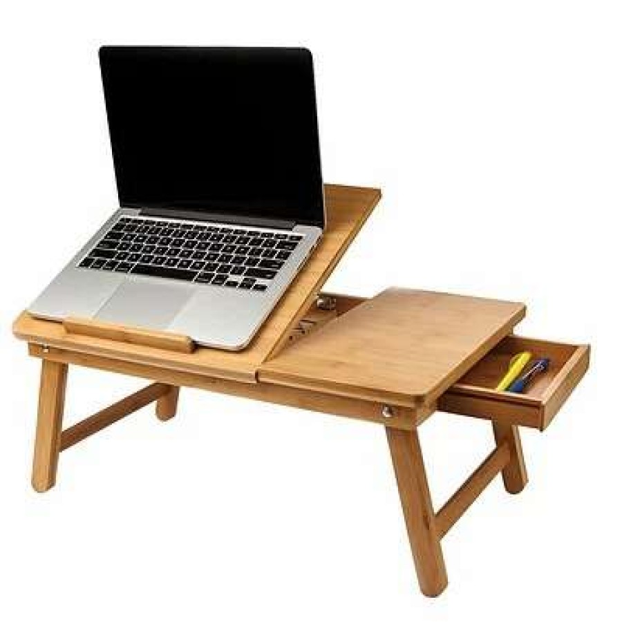 Laptop Accessories * | Laptop Docking Station Mind Reader Eco-Friendly Bamboo Laptop Bed Tray, Brown (Bedtraybm-Brn)