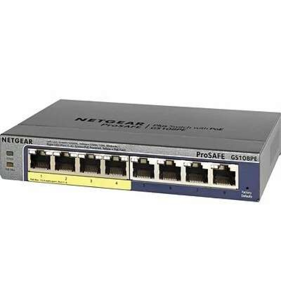 Ethernet Switches * | Ethernet Switches Netgear Prosafe 8-Port Gigabit Poe Web Managed (Plus) Switch With 4 Poe Ports, 53W (Gs108Pe)