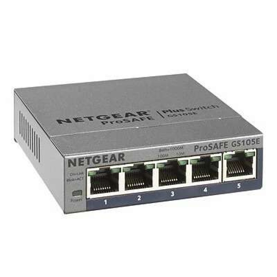 Ethernet Switches * | Ethernet Switches Netgear 5-Port Gigabit Ethernet Plus Switch (Gs105Ev2) Desktop, And Prosafe Limited Lifetime Protection